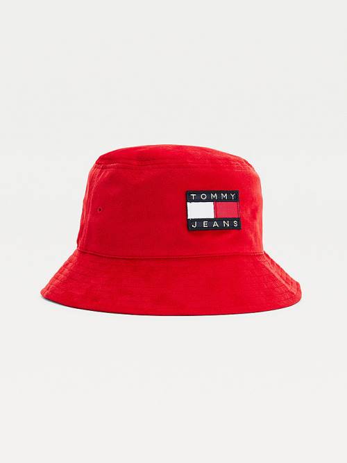 Tommy Hilfiger Tommy Badge Velvet Bucket Şapka Kadın Kırmızı | TH172PKL