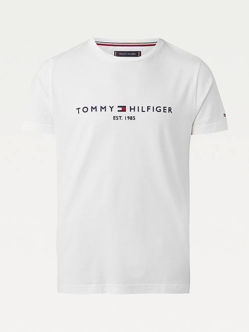 Tommy Hilfiger Tommy Hilfiger Logo Tişört Erkek Beyaz | TH650JOT