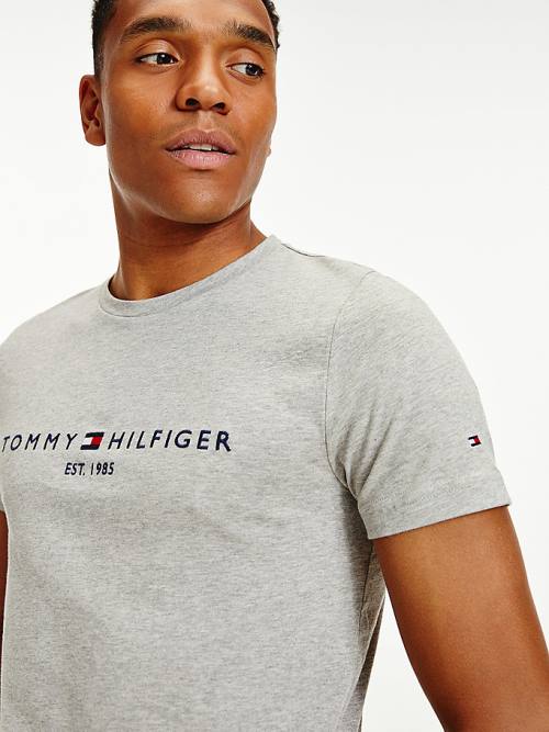 Tommy Hilfiger Tommy Hilfiger Logo Tişört Erkek Gri | TH745KOM