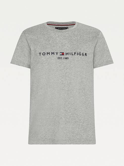 Tommy Hilfiger Tommy Hilfiger Logo Tişört Erkek Gri | TH745KOM