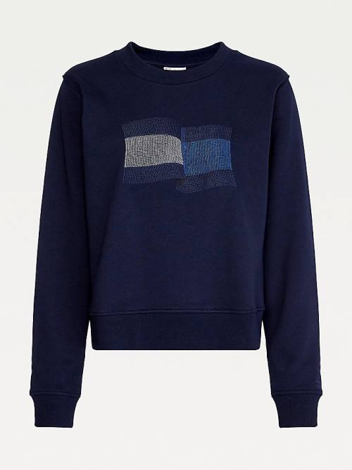 Tommy Hilfiger Tommy Icons Crew Neck Sweatshirt Kadın Mavi | TH239UKW