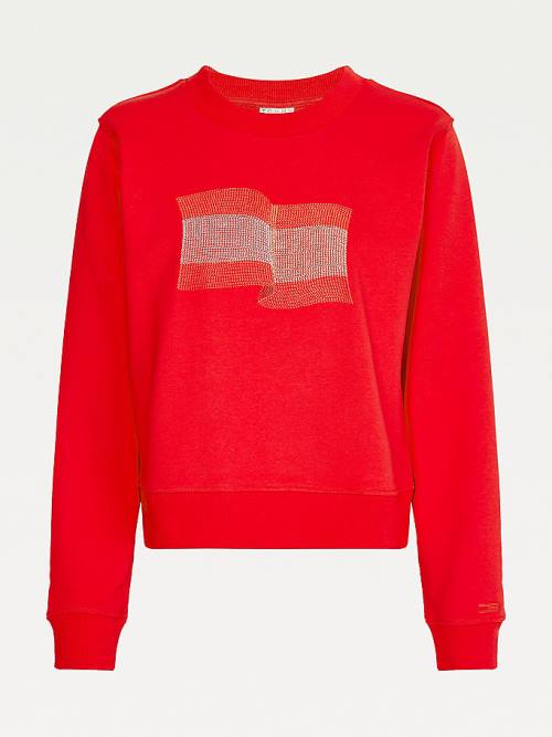 Tommy Hilfiger Tommy Icons Crew Neck Sweatshirt Kadın Kırmızı | TH607FOA