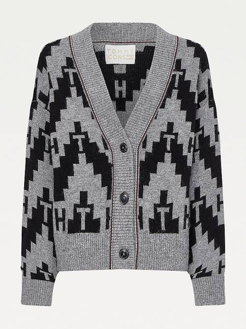 Tommy Hilfiger Tommy Icons Fair Isle Cardigan Kazak Kadın Gri | TH637DKH