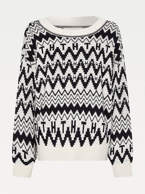 Tommy Hilfiger Tommy Icons Fair Isle Jumper Kazak Kadın Beyaz | TH436FZM