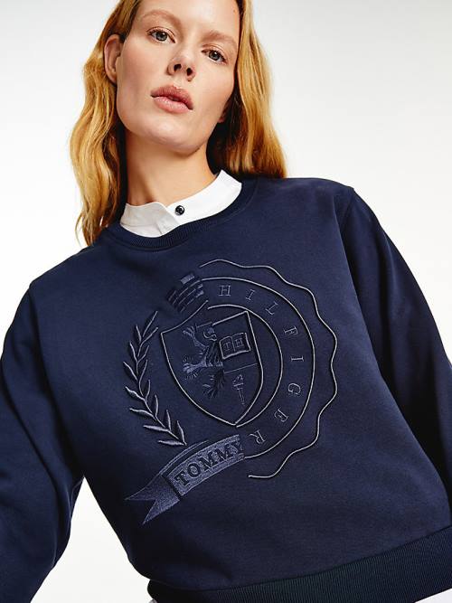 Tommy Hilfiger Tommy Icons Logo Embroidery Sweatshirt Kadın Mavi | TH035XQF