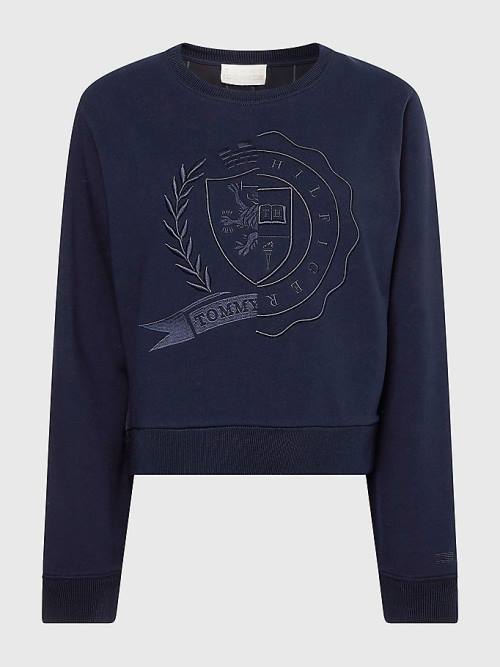 Tommy Hilfiger Tommy Icons Logo Embroidery Sweatshirt Kadın Mavi | TH035XQF