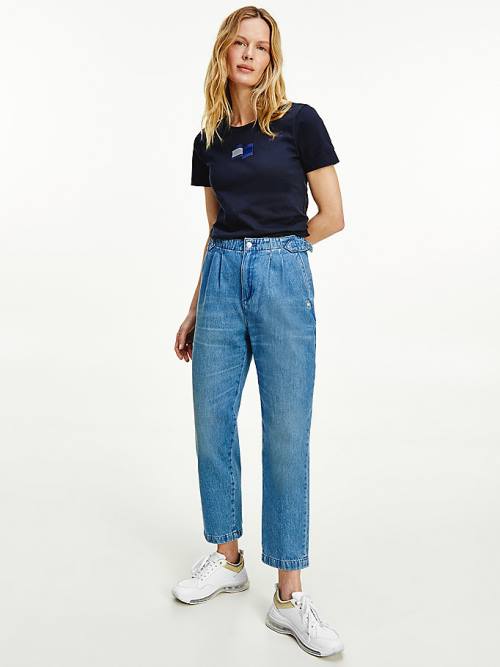 Tommy Hilfiger Tommy Icons Mom Tapered Utility Jean Pantolon Kadın Denim | TH809YRT