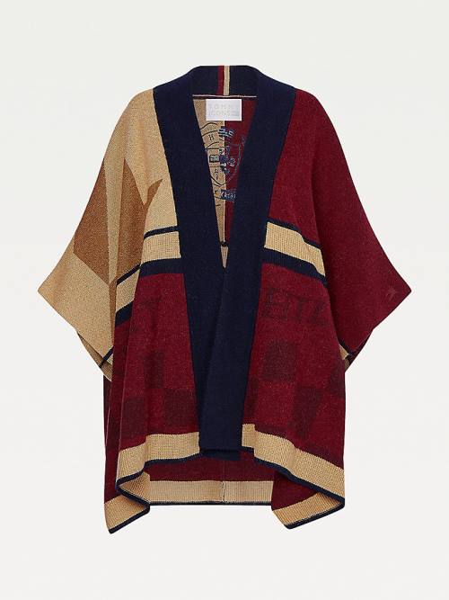 Tommy Hilfiger Tommy Icons Oversized Open Cape Kazak Kadın Bej Rengi | TH548YHA