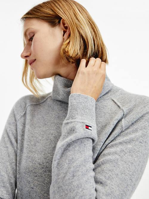 Tommy Hilfiger Tommy Icons Recycled Cashmere Jumper Kazak Kadın Gri | TH831CIL