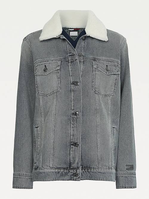 Tommy Hilfiger Tommy Icons Sherpa Collar Denim Ceket Kadın Denim | TH731VQK