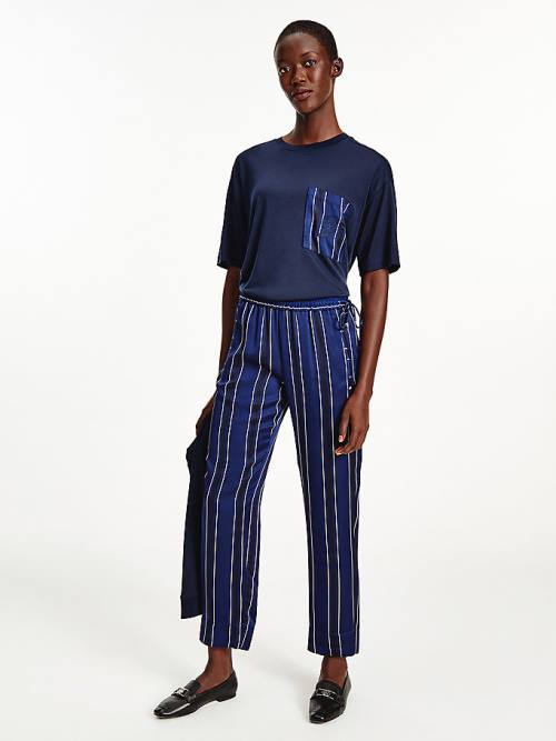 Tommy Hilfiger Tommy Icons Stripe Relaxed Tapered Pantolon Kadın Mavi | TH876OTB