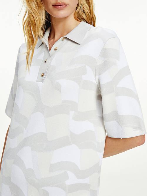 Tommy Hilfiger Tommy Icons Viscose Polo Midi Elbise Kadın Beyaz | TH328JNC