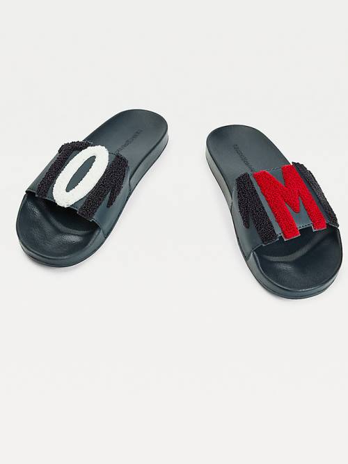 Tommy Hilfiger Tommy Lettering Pool Slides Sandalet Kadın Mavi | TH248CQJ