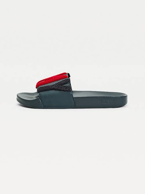 Tommy Hilfiger Tommy Lettering Pool Slides Sandalet Kadın Mavi | TH248CQJ