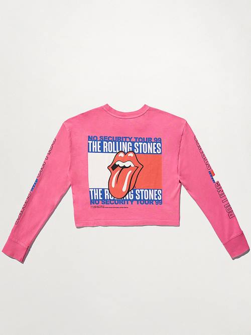 Tommy Hilfiger Tommy Revisited Long Sleeve Rolling Stones Cropped Tişört Kadın Pembe | TH086MVH