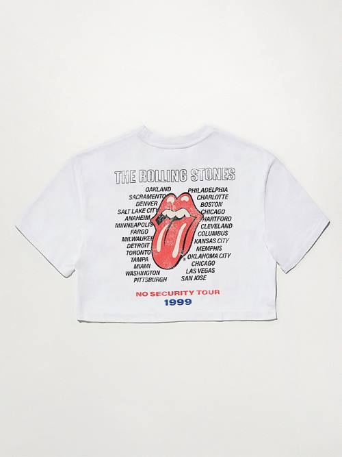 Tommy Hilfiger Tommy Revisited Rolling Stones Cropped Tişört Kadın Beyaz | TH693GTC