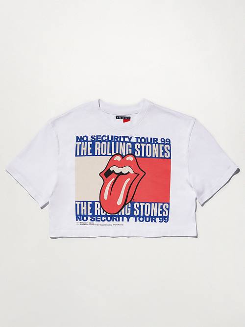 Tommy Hilfiger Tommy Revisited Rolling Stones Cropped Tişört Kadın Beyaz | TH693GTC