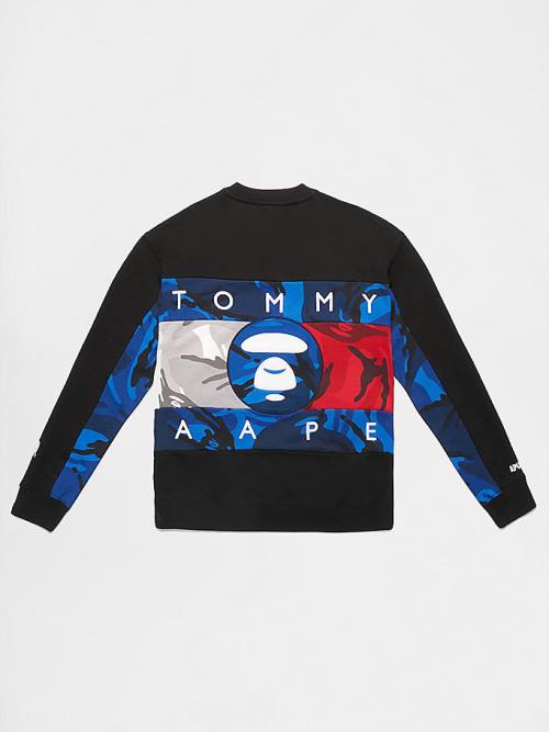 Tommy Hilfiger Tommy X AAPE Fleece Sweatshirt Erkek Siyah | TH804QSD