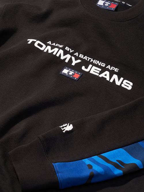 Tommy Hilfiger Tommy X AAPE Fleece Sweatshirt Erkek Siyah | TH804QSD