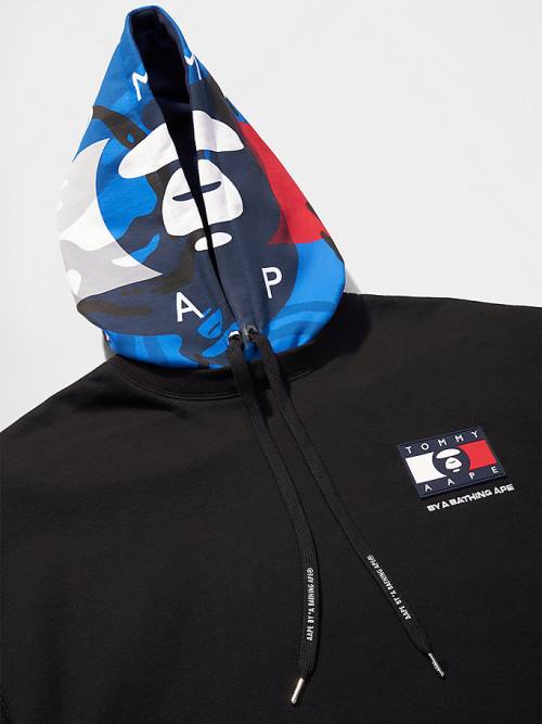 Tommy Hilfiger Tommy X AAPE Full Face Kapüşonlu Sweatshirt Erkek Siyah | TH879AZY