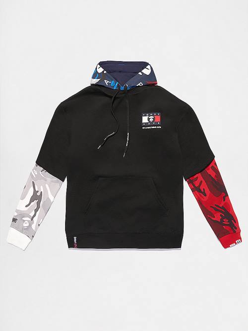 Tommy Hilfiger Tommy X AAPE Full Face Kapüşonlu Sweatshirt Erkek Siyah | TH879AZY