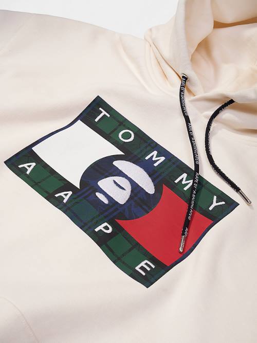 Tommy Hilfiger Tommy X AAPE Kapüşonlu Sweatshirt Erkek Bej Rengi | TH258YHS