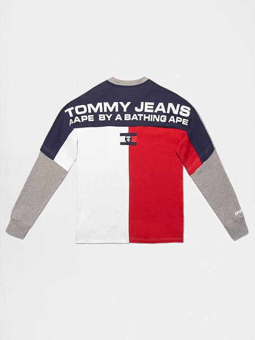 Tommy Hilfiger Tommy X AAPE Long Sleeve Tişört Erkek Gri | TH958JKN