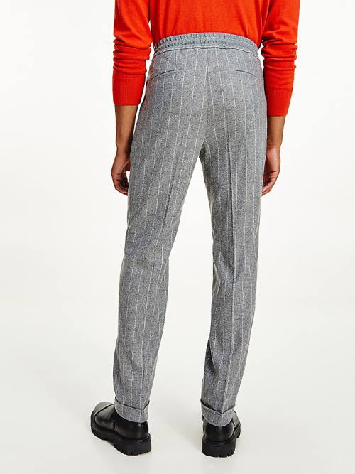 Tommy Hilfiger Tommy x Lardini Wool Blend Slim Fit Pinstripe Pantolon Erkek Gri | TH163JOP