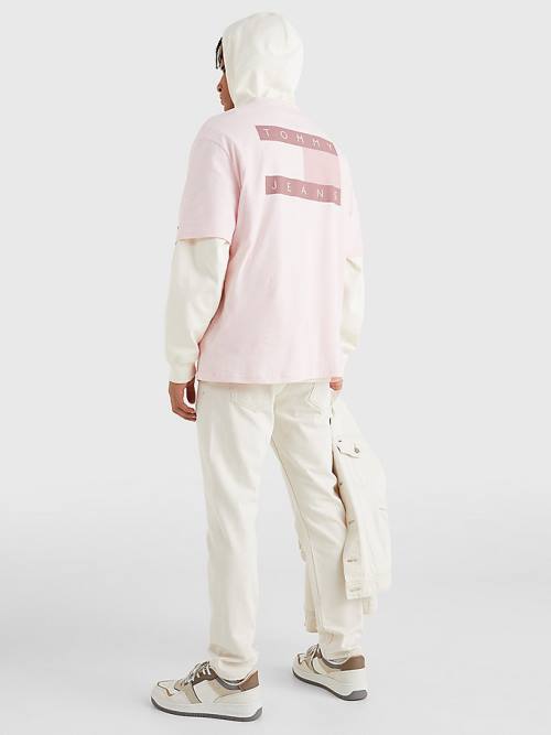 Tommy Hilfiger Tonal Logo Back Graphic Tişört Erkek Pembe | TH507DSU