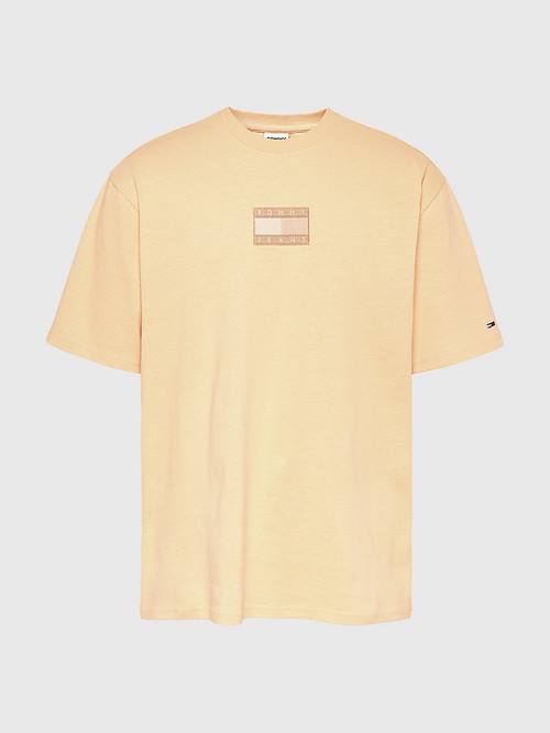 Tommy Hilfiger Tonal Logo Back Graphic Tişört Erkek Sarı | TH845QUS