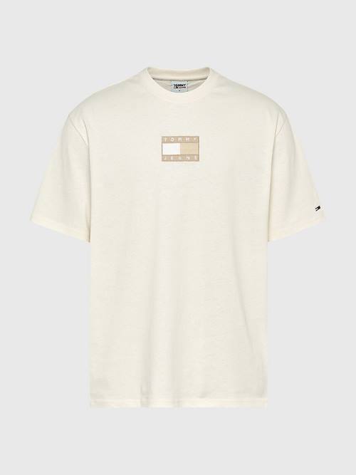 Tommy Hilfiger Tonal Logo Back Graphic Tişört Erkek Beyaz | TH940KEX