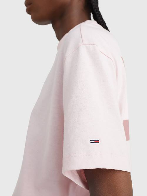 Tommy Hilfiger Tonal Logo Cropped Tişört Kadın Pembe | TH614WNO