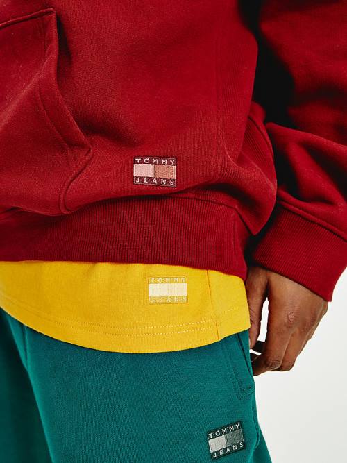 Tommy Hilfiger Tonal Logo Kapüşonlu Sweatshirt Erkek Kırmızı | TH709BCO