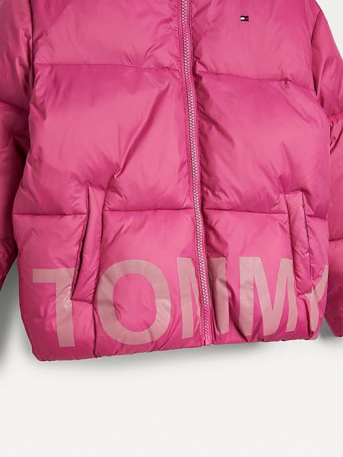 Tommy Hilfiger Tonal Logo Puffer Ceket Kiz Çocuk Mor | TH325CFG