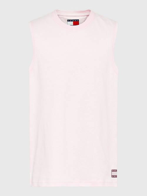 Tommy Hilfiger Tonal Relaxed Fit Logo Tank Top Tişört Erkek Pembe | TH152QSF