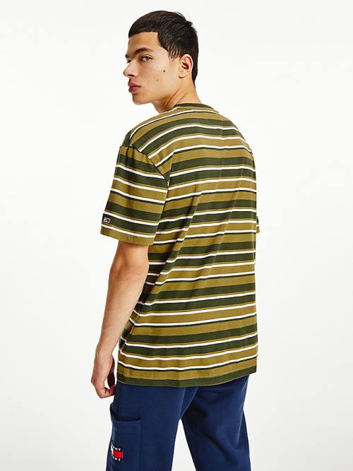 Tommy Hilfiger Tonal Stripe Tişört Erkek Yeşil | TH830GCZ