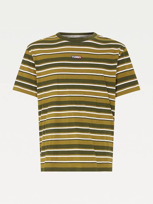 Tommy Hilfiger Tonal Stripe Tişört Erkek Yeşil | TH830GCZ