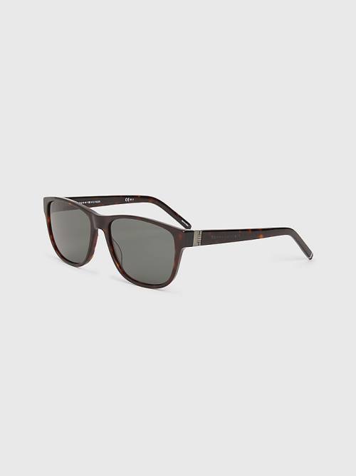 Tommy Hilfiger Tortoiseshell Rectangular Frame Güneş Gözlüğü Erkek Kahverengi | TH039ZDI