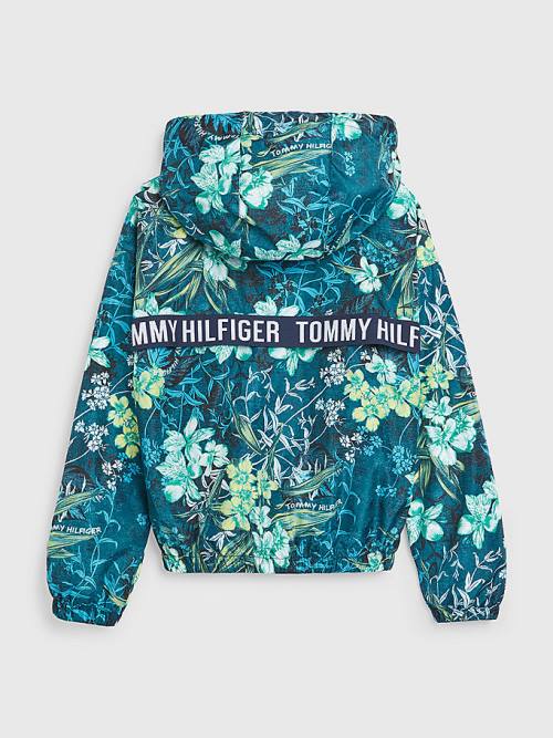 Tommy Hilfiger Tropical Print Chicago Windbreaker Ceket Kiz Çocuk Yeşil | TH549PMZ