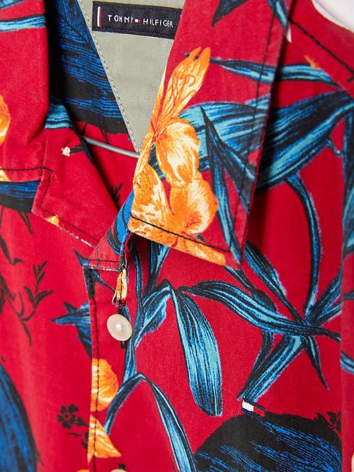 Tommy Hilfiger Tropical Print Kısa Sleeve Gömlek Erkek Çocuk Kırmızı | TH147OFJ