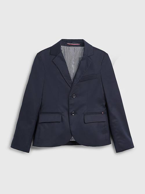 Tommy Hilfiger Twill Single Breasted Blazer Ceket Erkek Çocuk Mavi | TH137BLW