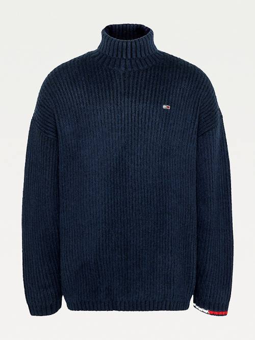 Tommy Hilfiger Two-Tone Rib-Knit Jumper Kazak Erkek Mavi | TH849OEF