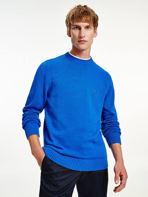 Tommy Hilfiger Tıknaz Knit Crew Neck Jumper Kazak Erkek Mavi | TH358WZY