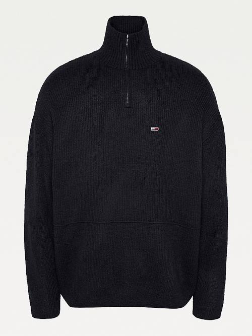 Tommy Hilfiger Tıknaz Knit Half-Zip Jumper Kazak Erkek Siyah | TH742XWO