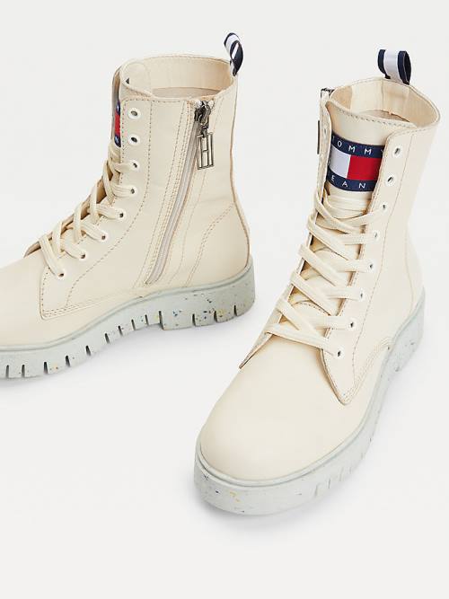 Tommy Hilfiger Tıknaz Krampon Dantel-Up Bot Kadın Beyaz | TH245RKZ