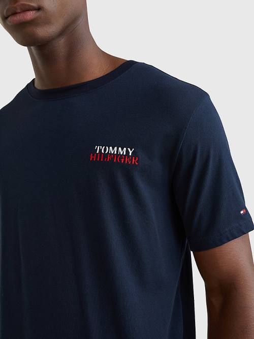 Tommy Hilfiger Ultra Soft Logo Set Pijama Erkek Mavi | TH940GHI