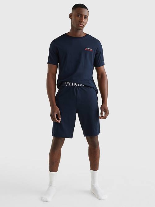 Tommy Hilfiger Ultra Soft Logo Set Pijama Erkek Mavi | TH940GHI