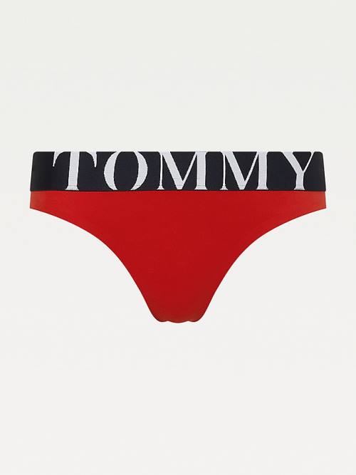 Tommy Hilfiger Ultra Soft Logo Waistband Tanga İç Giyim Kadın Kırmızı | TH941FDM