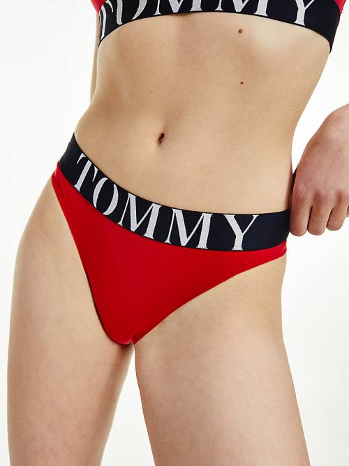 Tommy Hilfiger Ultra Soft Logo Waistband Tanga İç Giyim Kadın Kırmızı | TH941FDM