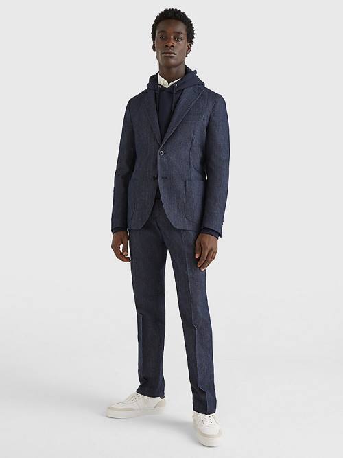 Tommy Hilfiger Unconstructed Two-Button Blazer Erkek Denim | TH867RAZ